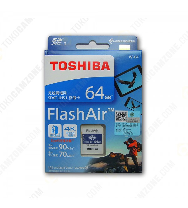 Toshiba FlashAir W-03 Wireless SD Flash Memory Card 64 GB Wi-Fi Full HD